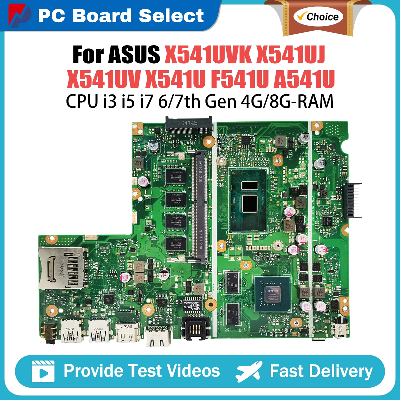 X541UVK Laptop Motherboard For ASUS X541UJ X541UV X541U F541U A541U Notebook Mainboard I3 I5 I7 CPU GT920M 0GB 4GB 8GB RAM