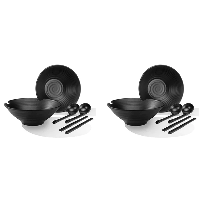 

4 Sets Salad Bowls,Ramen Soup Bowls,Mixing Bowls Dishware Set (With Chopsticks&Spoon),Home Kitchen Cereal Bowls