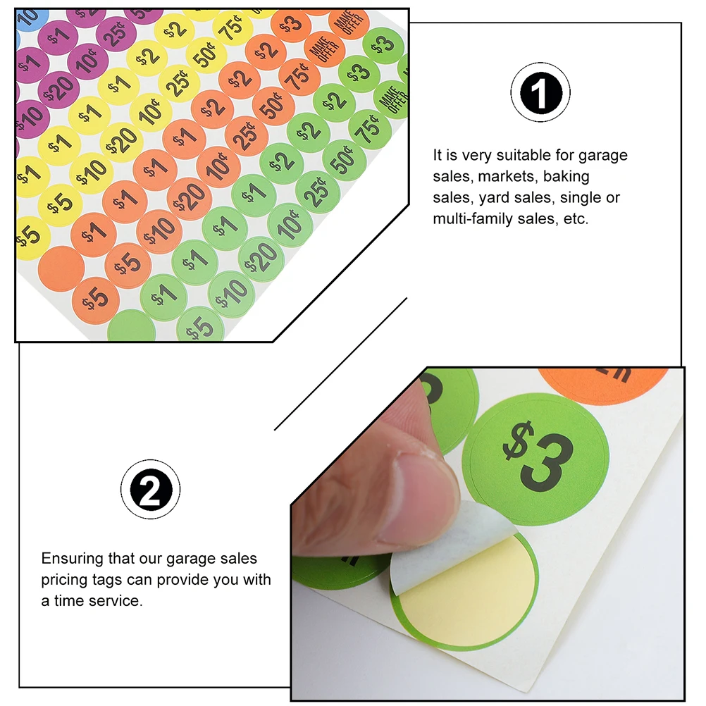 

20 Sheets Pre printed Number Price Tags Round Signs Labels Stickers Supermarkets Retail Stores Display Tag