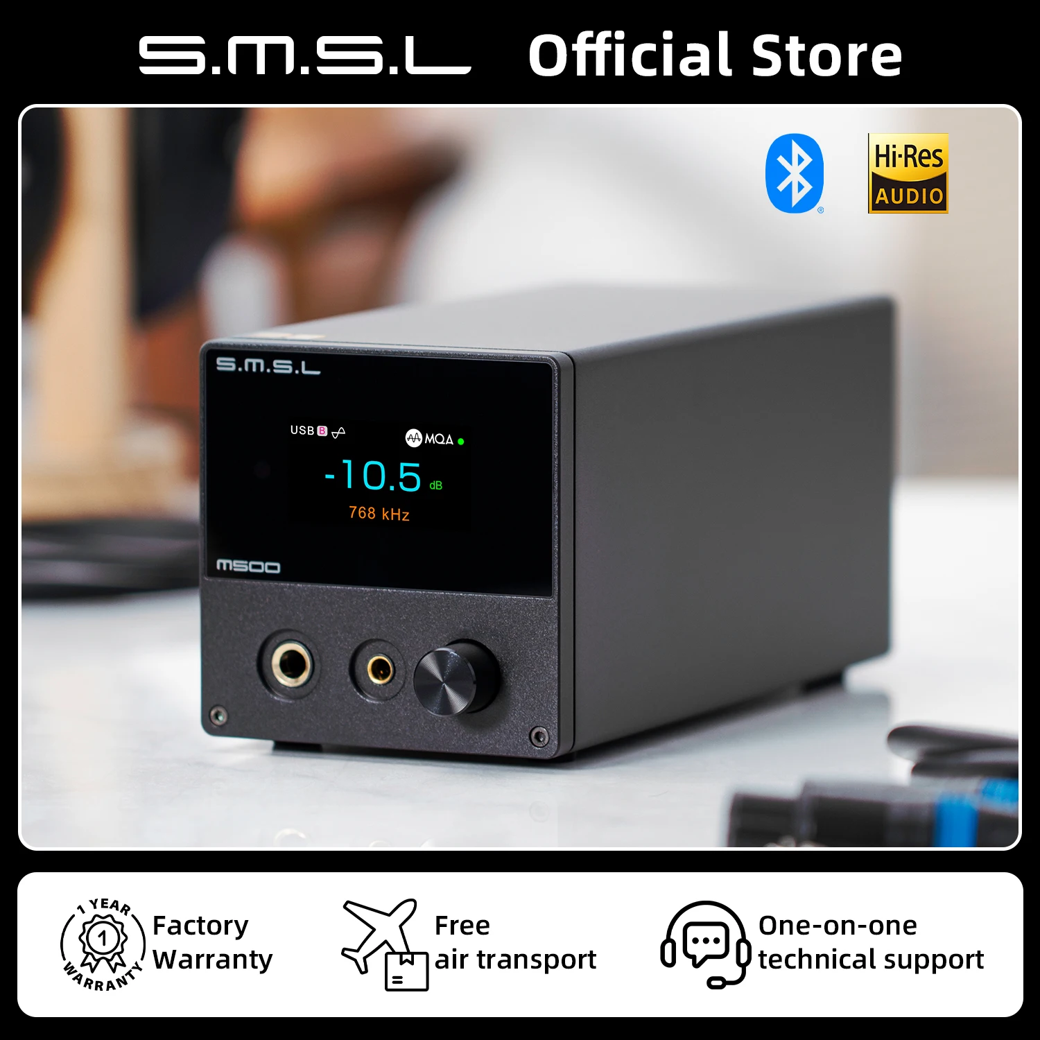 SMSL M500 MKIII Hi Res Audio DAC และเครื่องขยายเสียงหูฟัง ES9038PRO OPA1612A MQA-CD DSD512 XU316 Bluetooth5.1 พร้อมรีโมทคอนโทรล