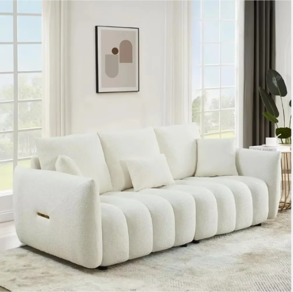 cloud sofa.82Modern Sofa CouchComfy Deep Seat Teddy Cloud Sofa,Upholstered3Seater Boucle CouchOversized Loveseat for Living Room