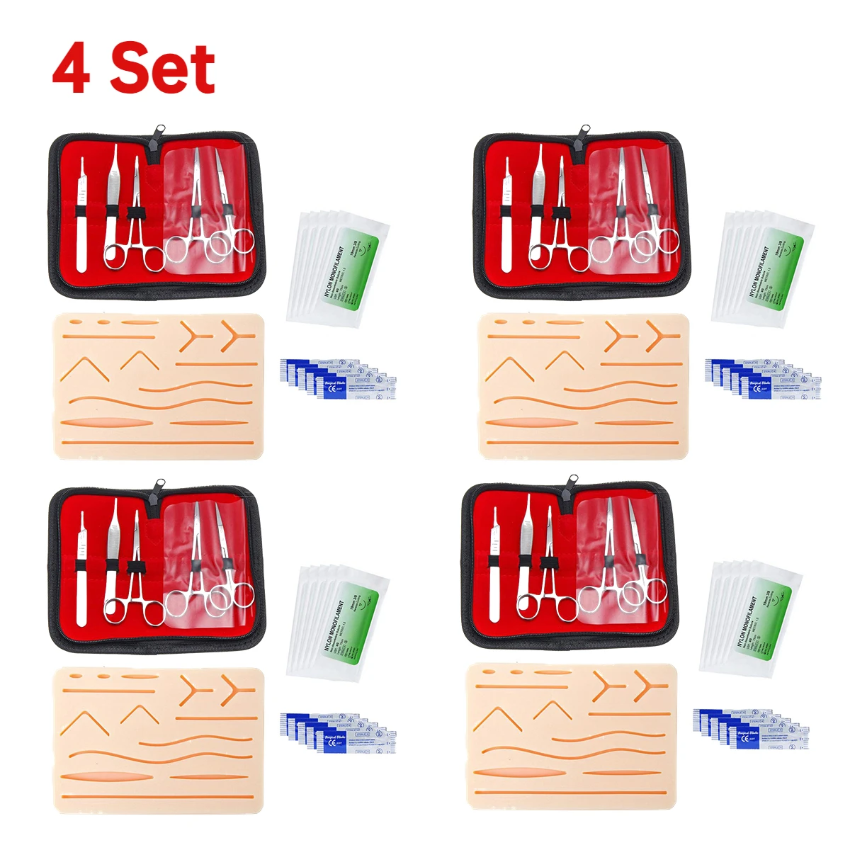 4/3/2/1Set Medische Studenten Hechten Oefenkit Chirurgische Training Met Skin Pad Model Tool Set Educatieve Lesapparatuur