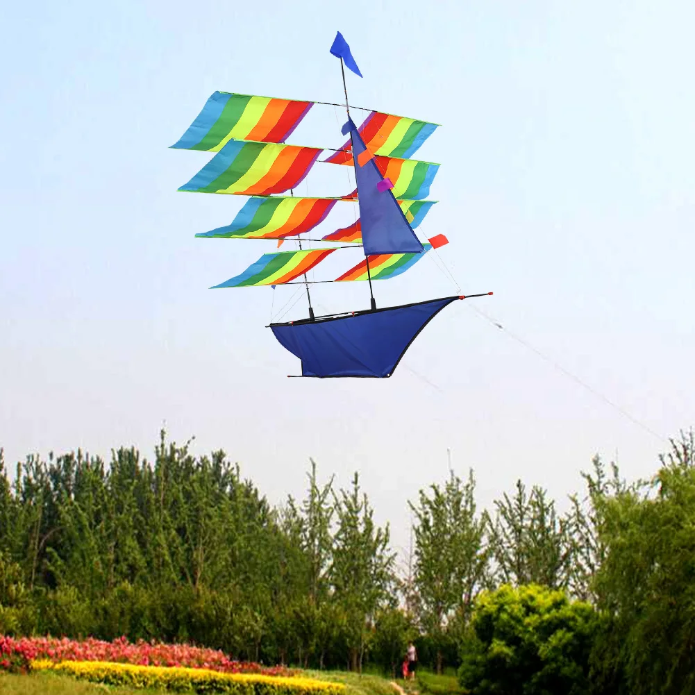 

3D Huge Rainbow Sailboat Flying Kite Outdoor Sports Children Kids Game Activity Sailboat Flying Kite Flying Kite Sailboat Kite