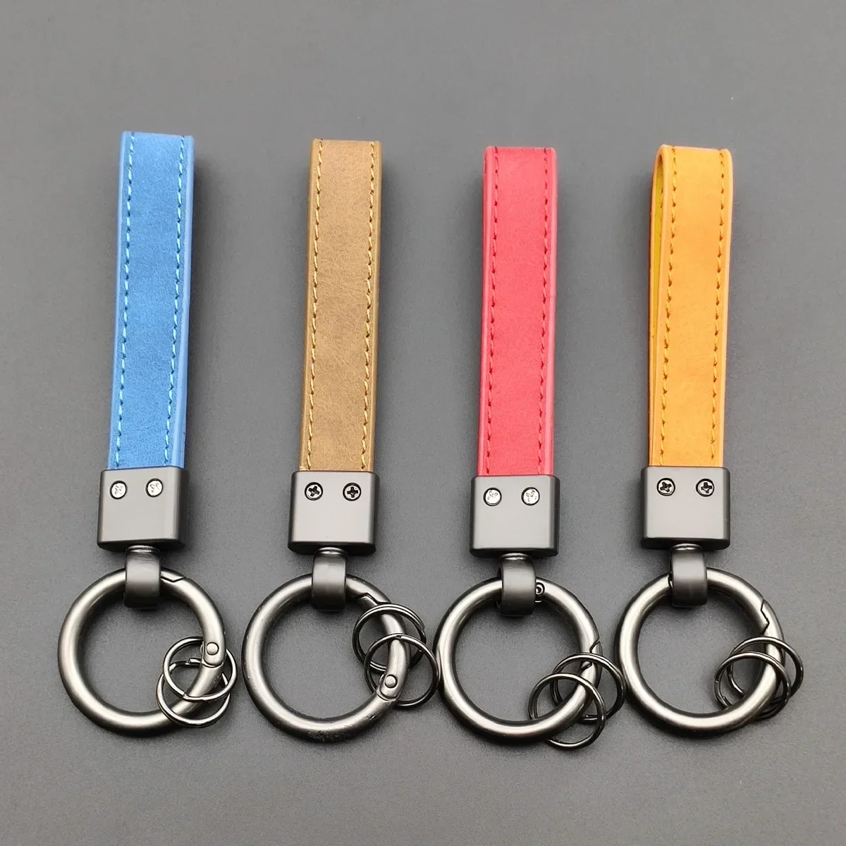 New 1pc Personalized Keychain Custom Head Layer Letter Name Leather Bag Accessories Couple  Men Car Key Ring Anti Loss Buckle