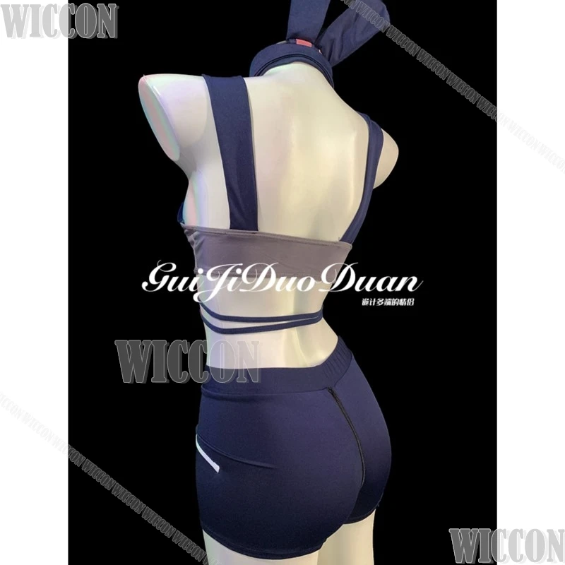 Disfraz de chica conejito Sexy para mujer y niña, tocado peludo, disfraz con orejas de juego de rol de conejo constable, personalizado para Halloween