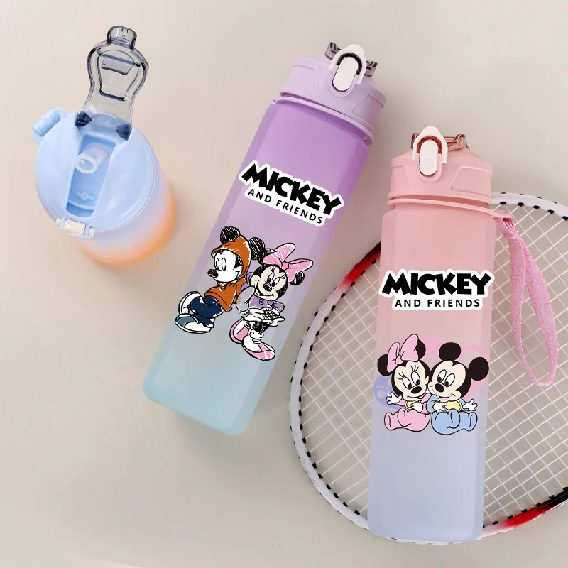 Large Capacity Sport 750ml Mickey Mouse Water Bottle Leak Proof Colorful Plastic Drinking Outdoor Travel Portable Water Cup