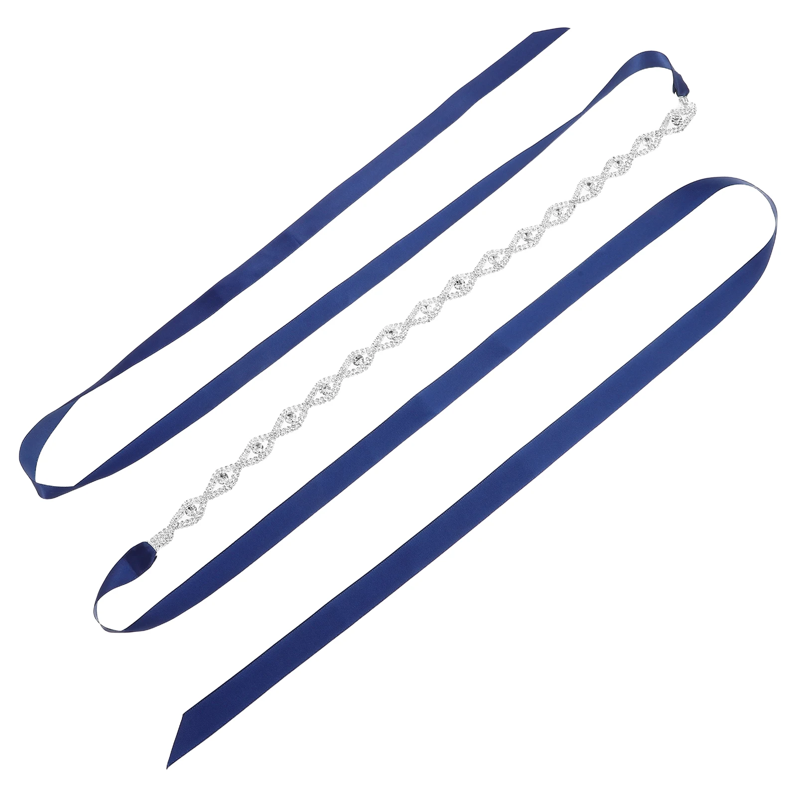 

Elegant Bridal Wedding Waist Rhinestone Sash Bridesmaid Jeweled Chain Sparkling Diamond For Evening Party Dark Blue Rhinestone