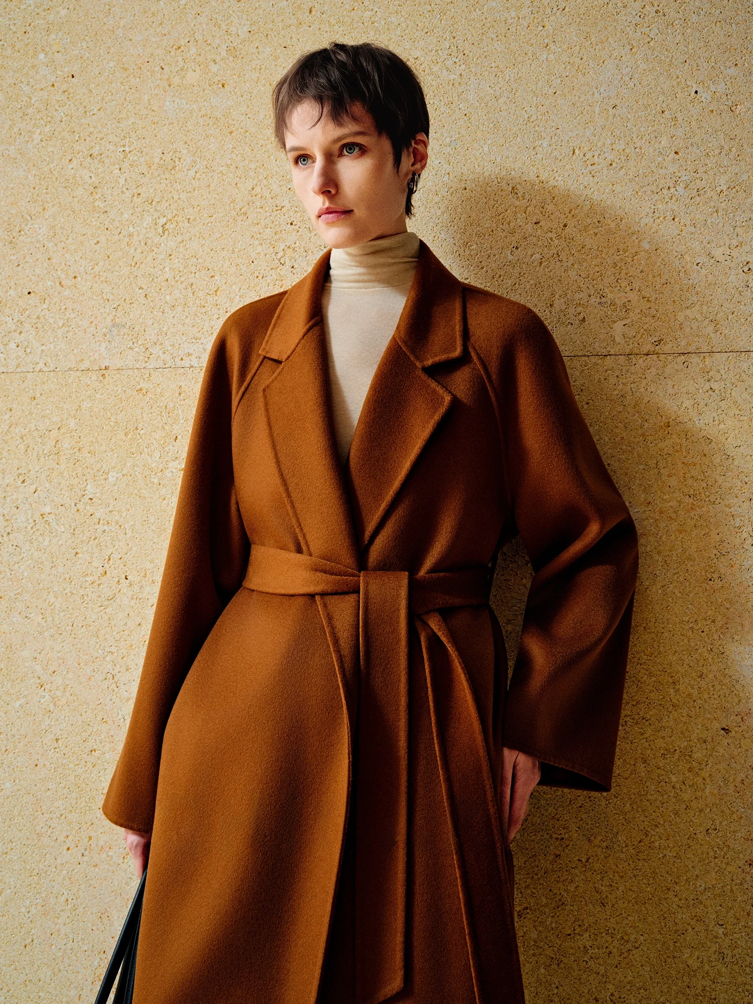 

Двусторонняя женская куртка-пальто Camere Coat Jaet 00 Camere Chic Arita Brand Commute Sle с воротником-стойкой и поясом, длинная