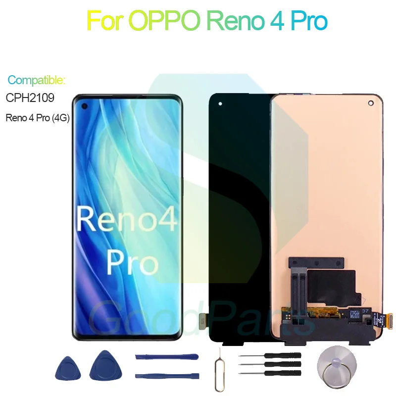 Для OPPO Reno 4 Pro 4G ЖК-дисплей с цифровым преобразователем сенсорного экрана в сборе, замена CPH2109 Reno 4 Pro 4G ЖК-экран