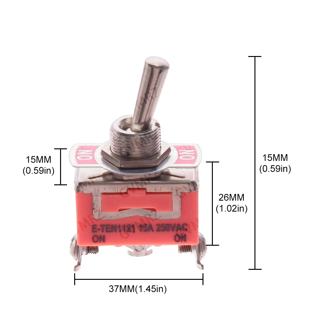 Mini toggle switch E-ten1021/1121/1122/1221/1321/1322 15A 250V single pack on-off switch component