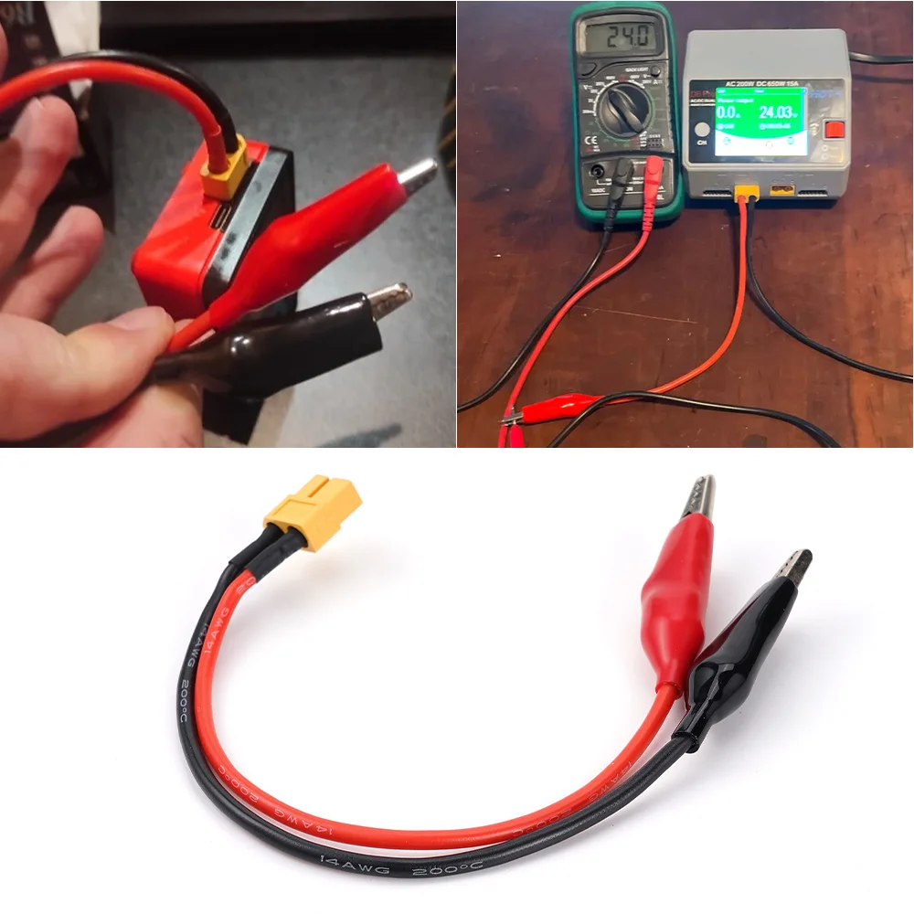 XT-60 Connector Cable Female Plug 14AWG With RC Alligator Clip For SKYRC NC2500 Pro Charger Motor Run-in Line Or Measure Tool