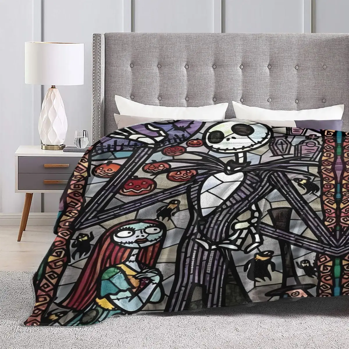 The Nightmare Before Christmas Blankets Jack Skellington and Sally Plush Bedding Throws For Home Decor Flannel Bedspread Cover