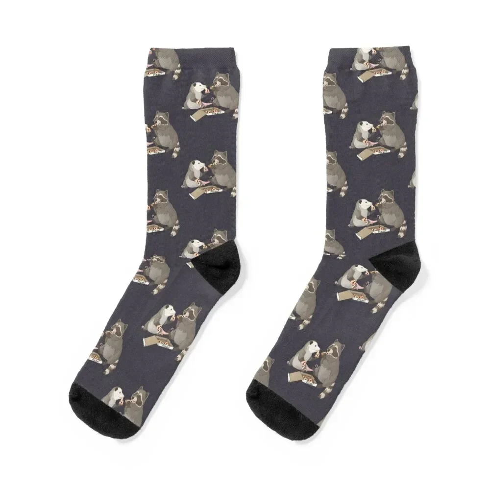 Possum and Raccoon eating pizza Socks aesthetic sport tennis Socks Men Women's