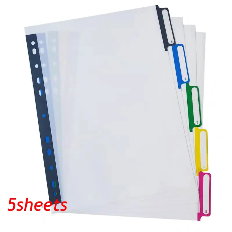 5/10/20Sheets/Set A4 Binder Dividers Index Page for Loose-Leaf Notebook Scrapbook Stationery Bookmark School Office Supplies