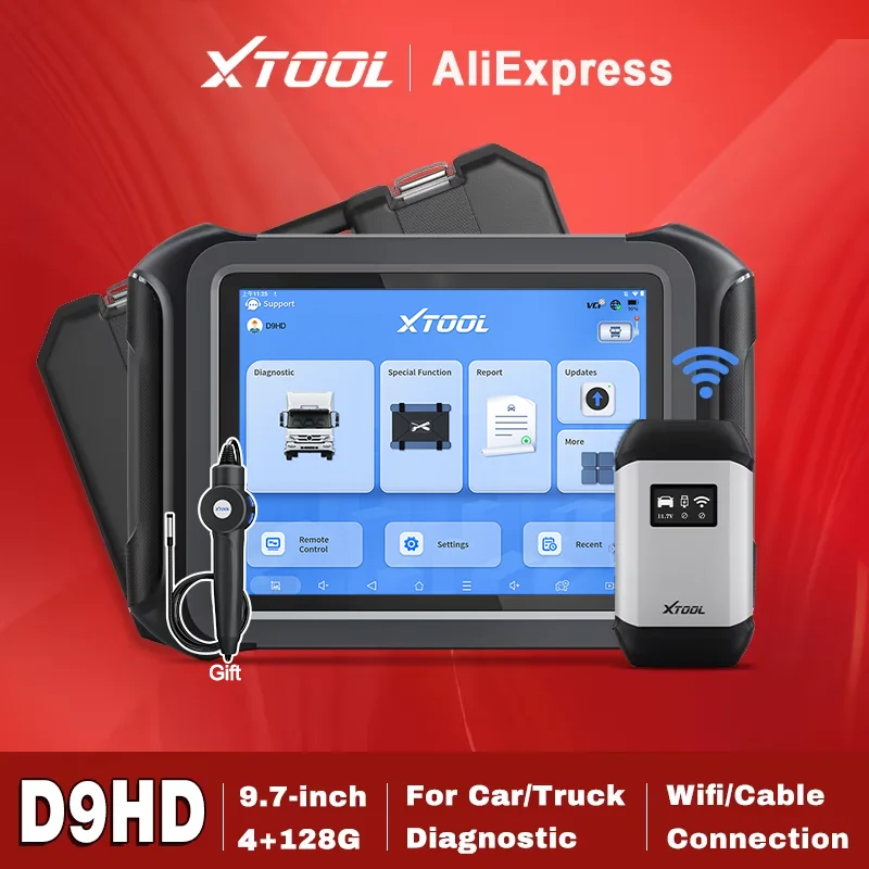 

XTOOL D9HD Сверхмощный грузовик Автомобильный сканер Топология Программирование ключей 45 Сброс Все системы Инструмент диагностического кодирования автомобиля для грузовика 12 24 В