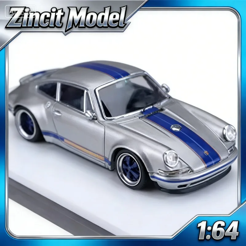

1:64 single coupe California silver die cast alloy car model, male gift, adult collectible model.