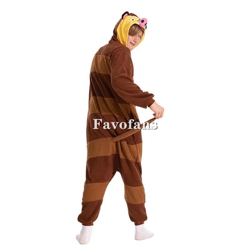 Favofans-Kigurumi Onesie Pijama Animal para Homens e Mulheres, Urso Opossum Onesies, Trajes De Halloween, Macacão Cosplay, Presente De Natal