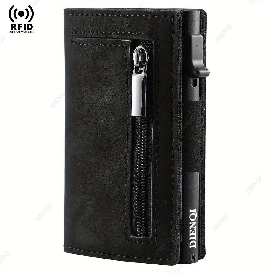 NONE Rfid Kreditkarte Halter Männer Brieftaschen Mini Handtaschen Luxus Marke Tasche Karteninhaber Fall Leder Magnetische Geldbörse Handtasche für Männer 4
