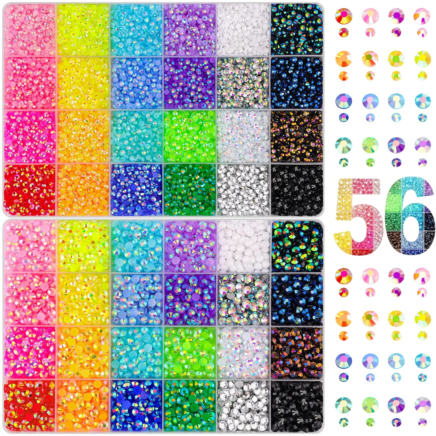 Kit de Décoration Éblouissant - Strass en Gel Multicolores à Dos Plat, pour l'Art des Diamants, Kit de Décoration pour le Nail Art, l'Artisanat, les Livres et le Maquillage
