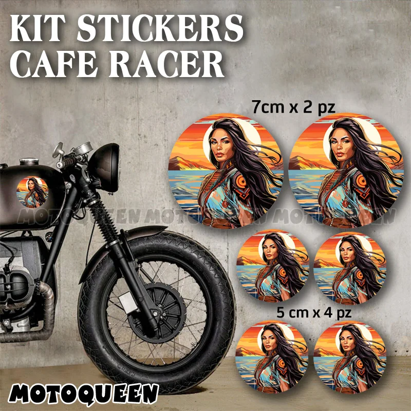 Motorcycle Tank Pad Windshield Indian Beauty Female Woman Rider Decals Kit Stickers for Vintage Honda Kawasaki Suzuki Harley BMW