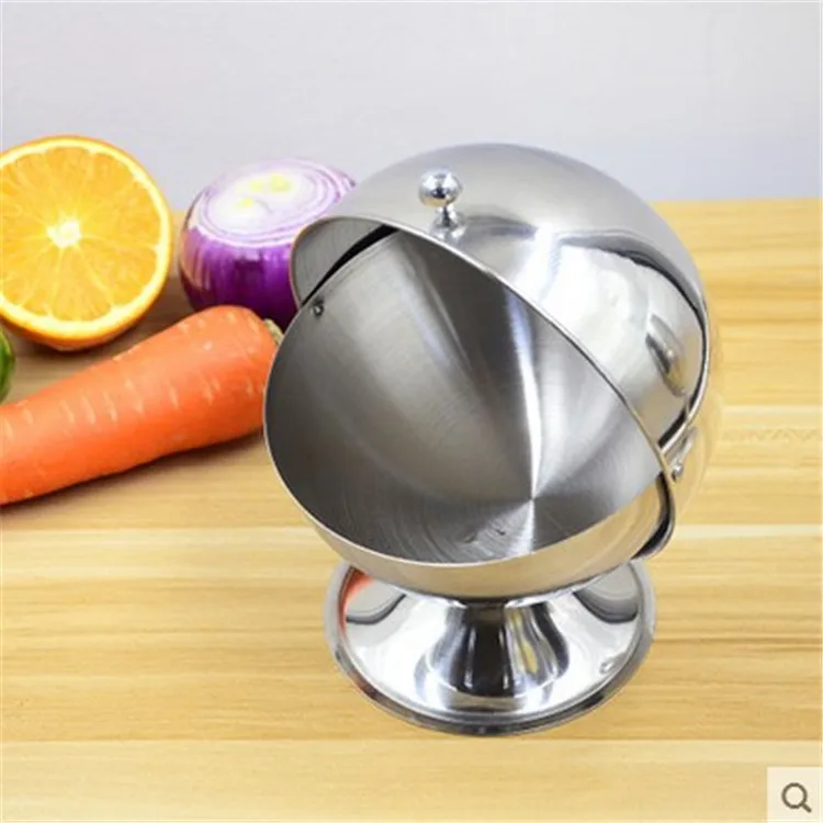 2pcs stainless steel salt cans, seasoning cans, sugar cups, vinegar cans, spherical coffee storage, rotating seasoning boxes