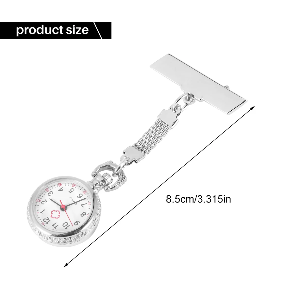 Nurse Watch Quartz Movement with Brooch Pin