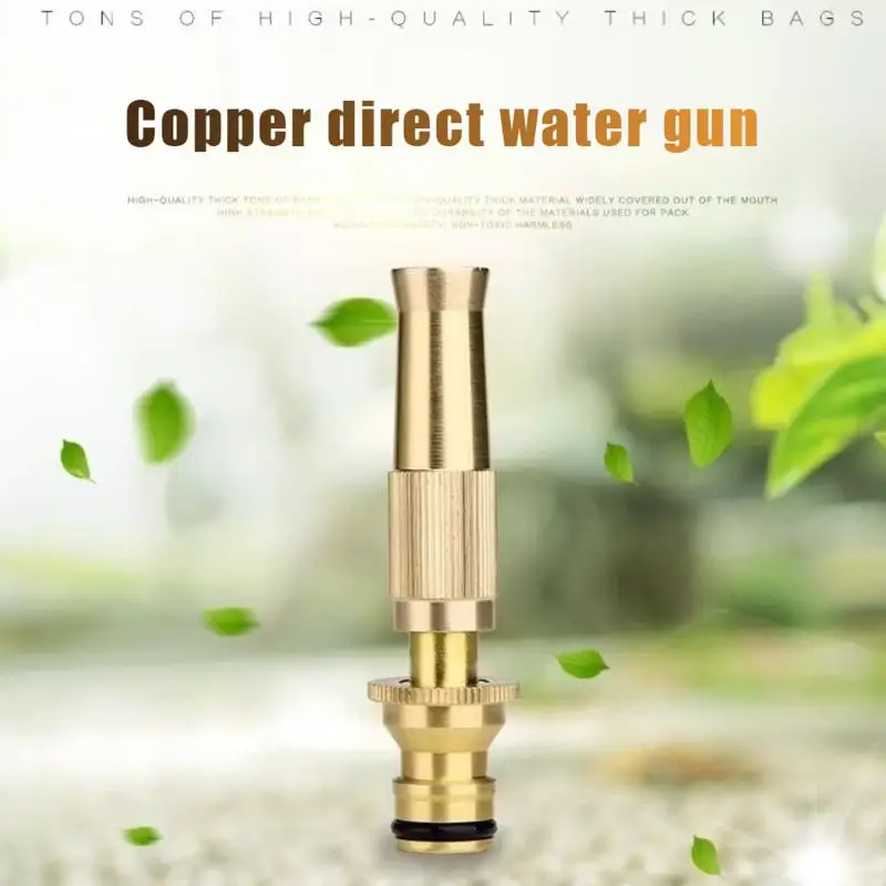 Water Gun Spray Nozzle Brass High Pressure Quick Connector Direct Spray for Cleaning Car Garden Outdoor Plant Irrigation