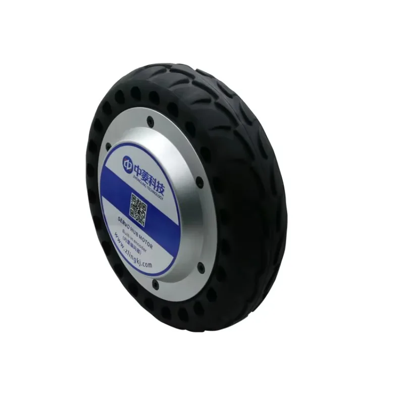 ZLTECH 8inch 24V 350W 160RPM 150kg Load IP65 4096-wire Encoder Single Shaft Gearless Hub Servo Motor for AGV Wheel