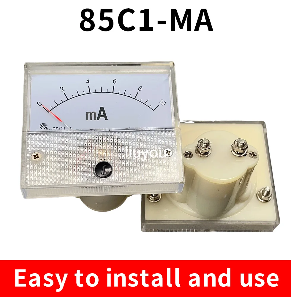 85C1 0-50mA 1mA 20mA 30mA 100mA 200mA 500mA DC Analog Panel Ampere Current Meter Ammeter Gauge 85C1 White 0-50mA 64*56mm