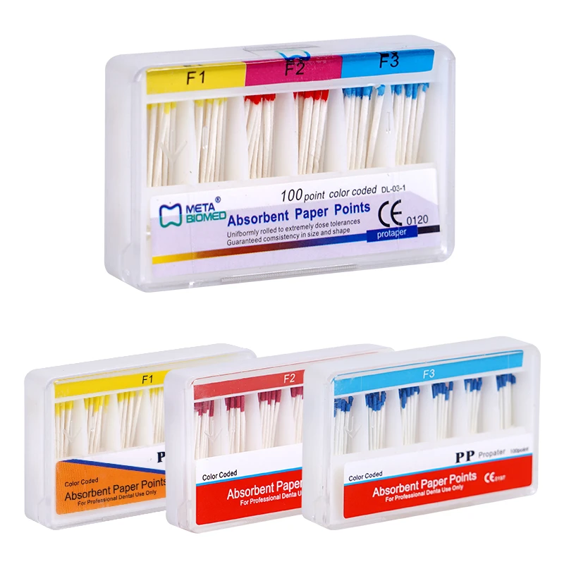 1Box Dental Absorbent Paper Points Dental Root Cancel Cotton Fiber Tips Sterile Mixed Sizes F1 F2 F3 For Dentistry Materials