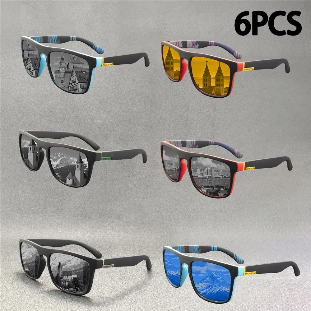 6 Stück Modische Sonnenbrillen für Herren Luxusmarken-Designer Vintage Outdoor-Fahrsonnenbrillen Männliche Schutzbrillen Schattierung Oculos
