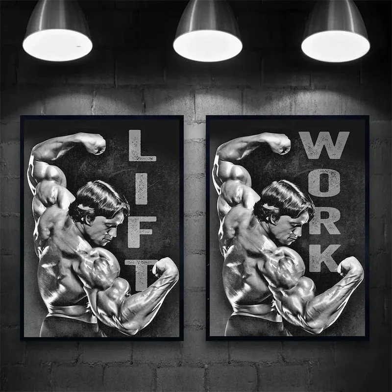 Fitness Motivation Poster Arnold Schwarzenegger Bodybuilding Muscle Canvas Painting Wall Art For Gym Bedroom Home Decor