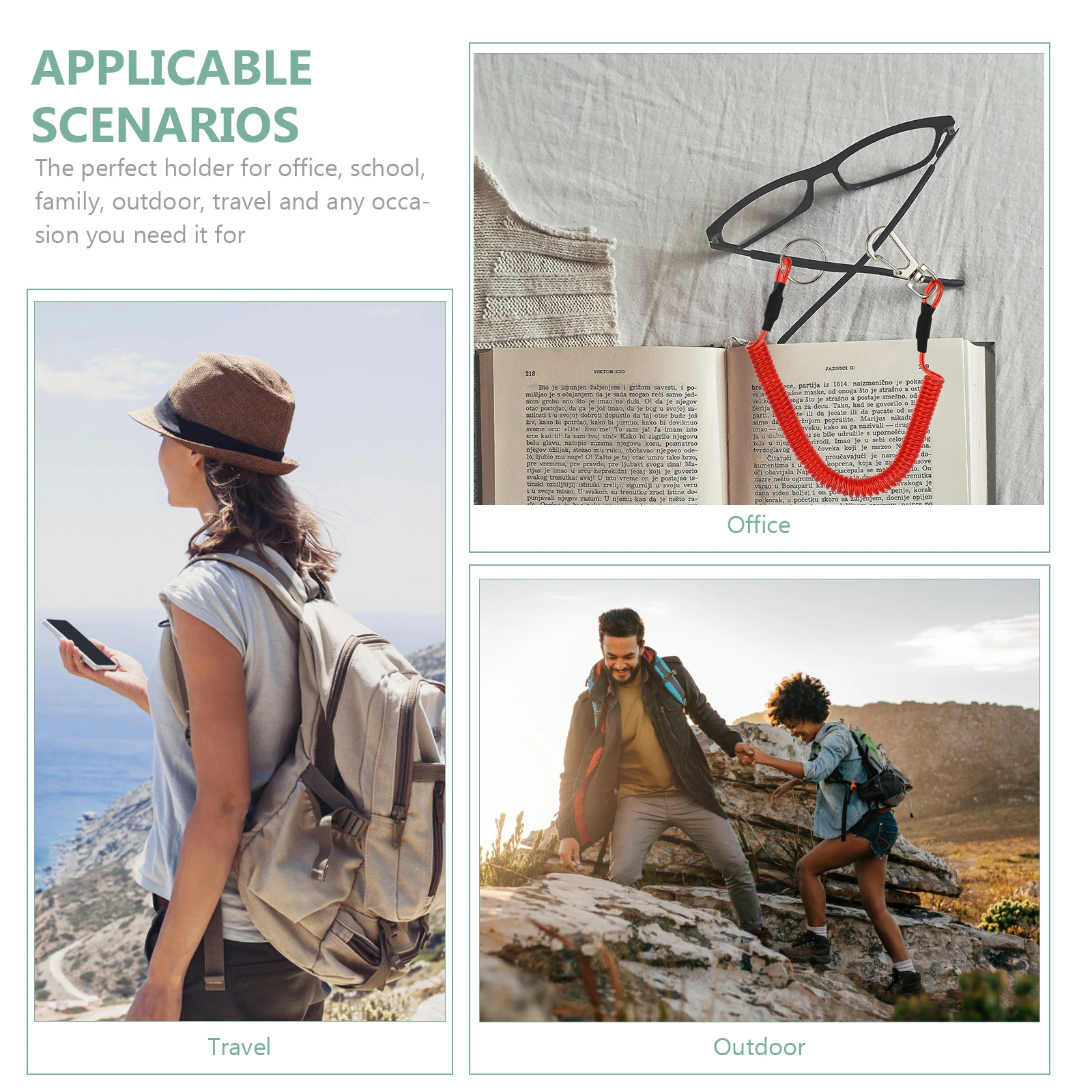 

5pcs Spring Rope Coil Lanyard Fishing Wire Retractable Six Colors Durable TPU Steel Climbing Carabiner Spiral Practical Outdoor