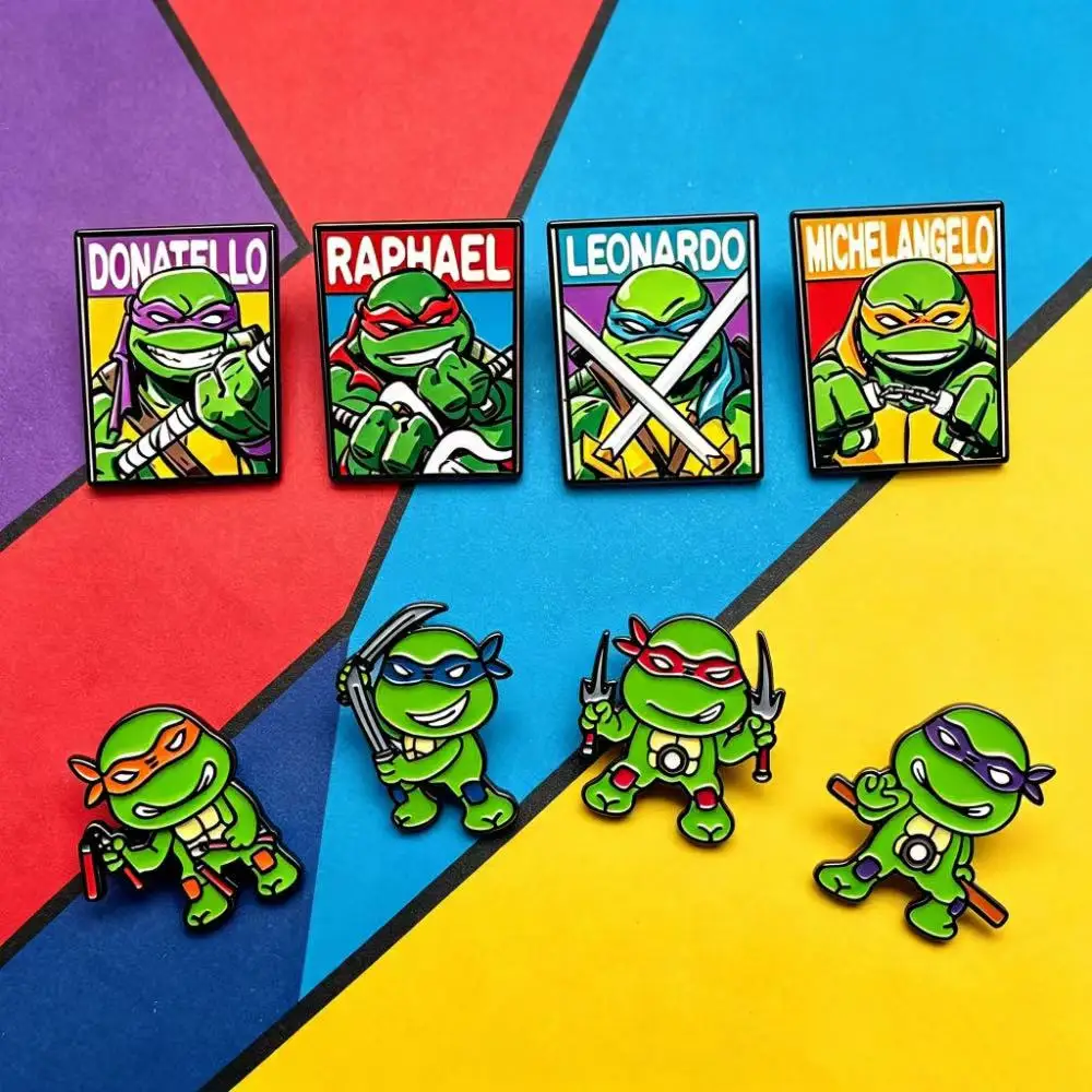 8pcs Cute Cartoon Green Warrior Enamel Pin Pack, Halloween Party Accessories Metal Badges for Clothing Bags
