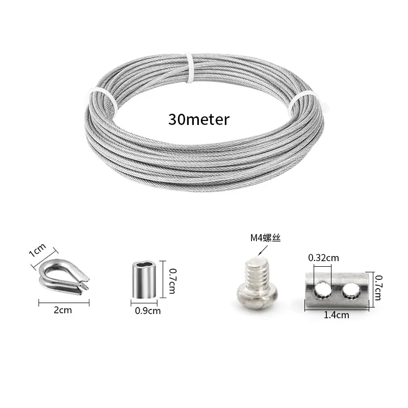 SGYM 50M/3mm Cable Kit 304 Stainless Steel Wire Rope PVC Coated For Climbing Plants Garden Wire Trellis