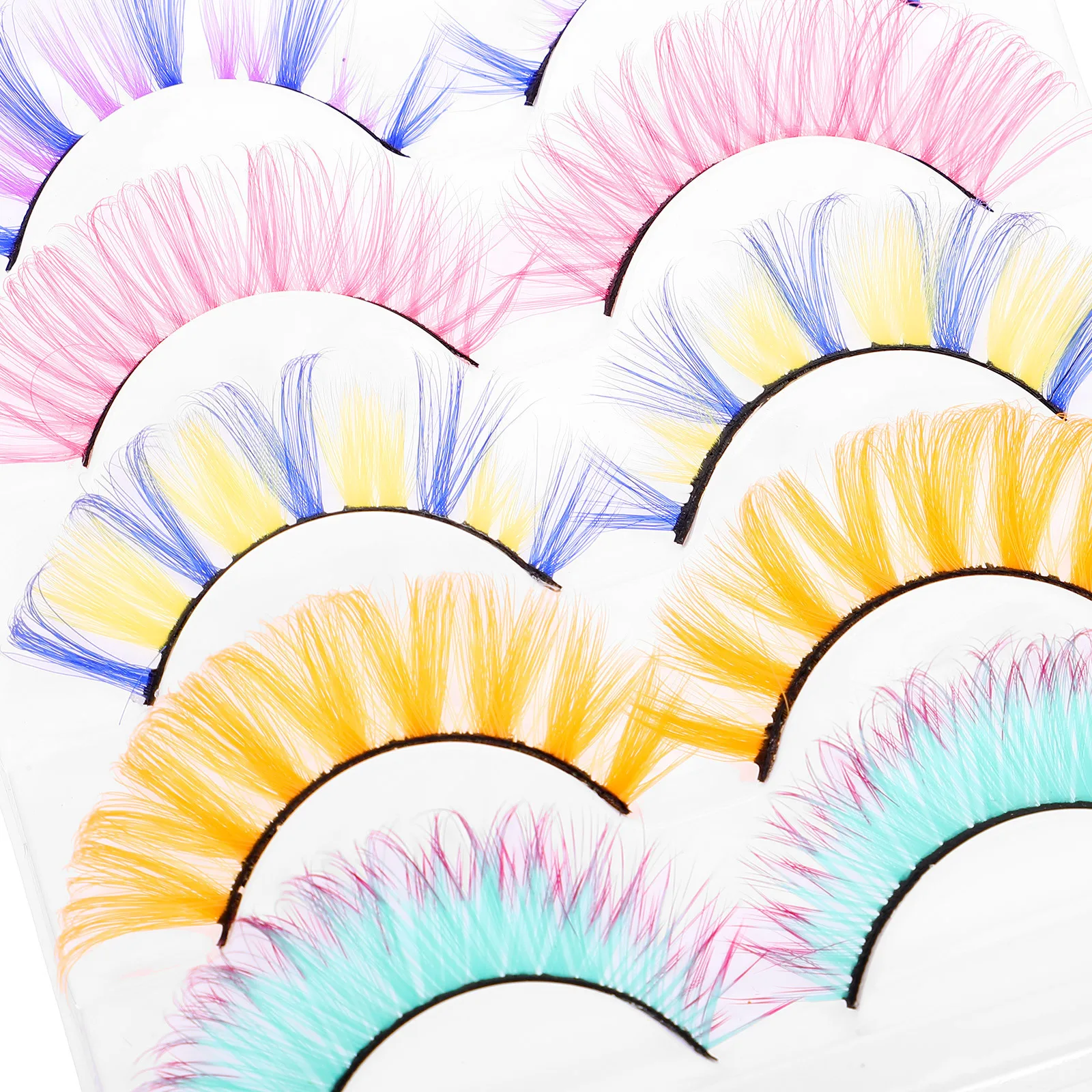 5 pares de cílios postiços coloridos encaracolados acessórios de maquiagem natural extensões individuais de cílios postiços para mulheres meninas leves