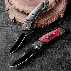 Portable Outdoor Texture Red Handle Folding Knife Emergency Self Defense Camping Stainless Steel Fruit Knife EDC Unboxing Knife