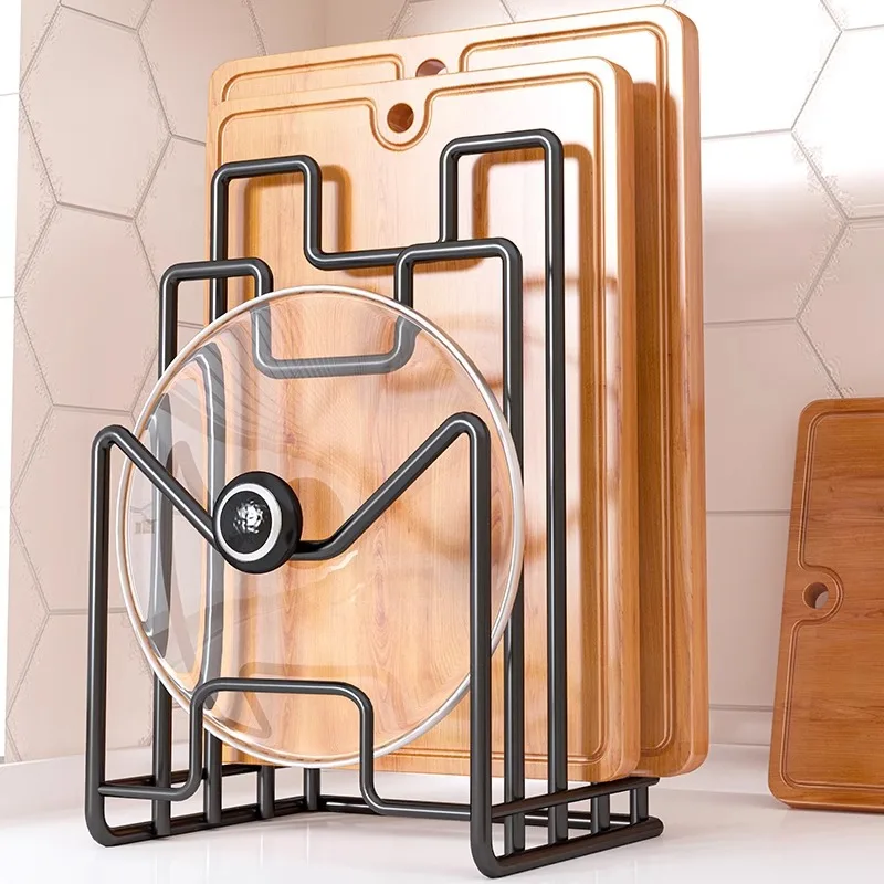Multi-functional Countertop Cutting Board Holder Pot Lid Rack Household Kitchen Desktop Storage
