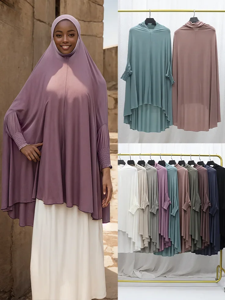 Eid Long Khimar Women Muslim Hijab Headscarf Ramadan Niqab Shawls Wrap Djellaba Islam Clothing Prayer Garment Dress Abaya Nikab