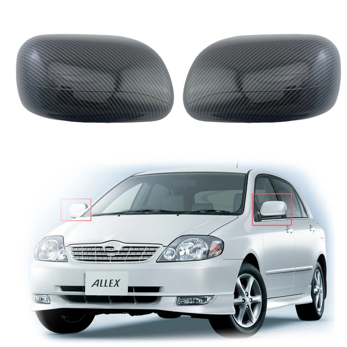 Carbon Car Accessories Side Rearview Door Mirror Covers Trim Paste style For Car Toyota Corolla Allex 2001 2002 2003 2004