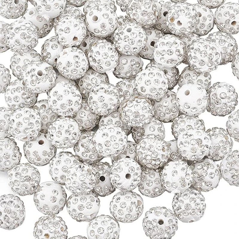 

Stylish Crafting Bead Elegant White Clay Rhinestones Beads for DIY Jewelry Sparkling Balls Bead Craft Supplies