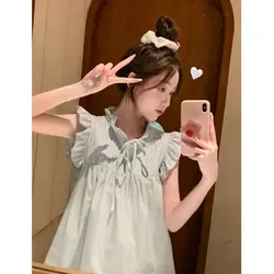 French Style Stringy Selvedge Short Sleeve Shirt for Women's Summer New Sweet Loose Doll Shirt Super Fairy Square Neck Small Top