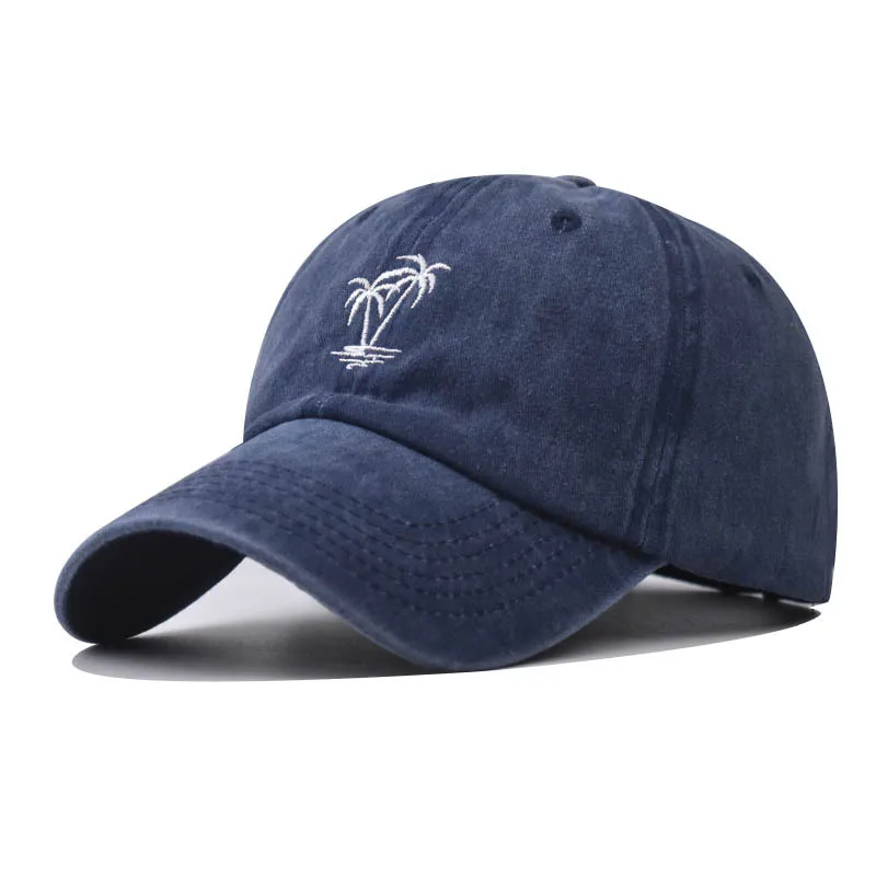 Baseball Cap Snapback Hat Pure color baseball cap Coconut trees Water washing cap Spring Autumn Cap Hip Hop Fitted Cap