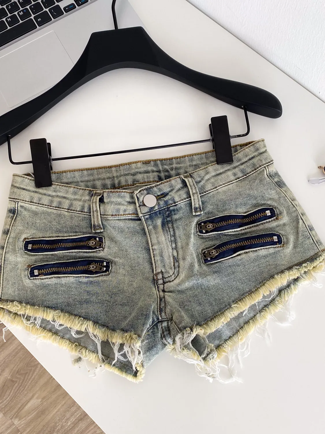 Women's Blue Mini Denim Shorts Vintage Micro Jeans Shorts 2000s Y2k Gyaru Low Rise Hot Cowboy Pants Shorts Clothes Summer 2026