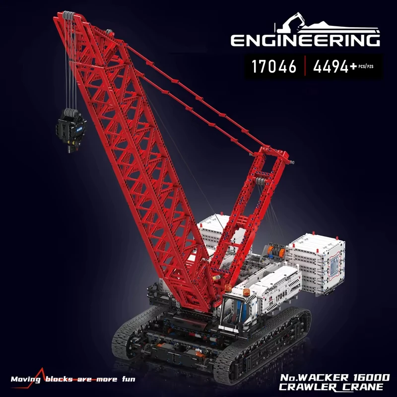 MOULD KING High-Tech Power Wacker 16000 Crawler Crane Model 17046 Dynamic Truck Car Building Block Brick Children MOC Toys Gifts