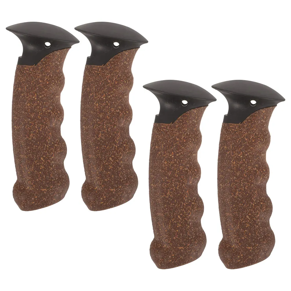 

4 Pcs Trekking Pole Handle Cane Handles on Foot for Grip Part Brown Mountaineering Poles Accessories Hiking Stick