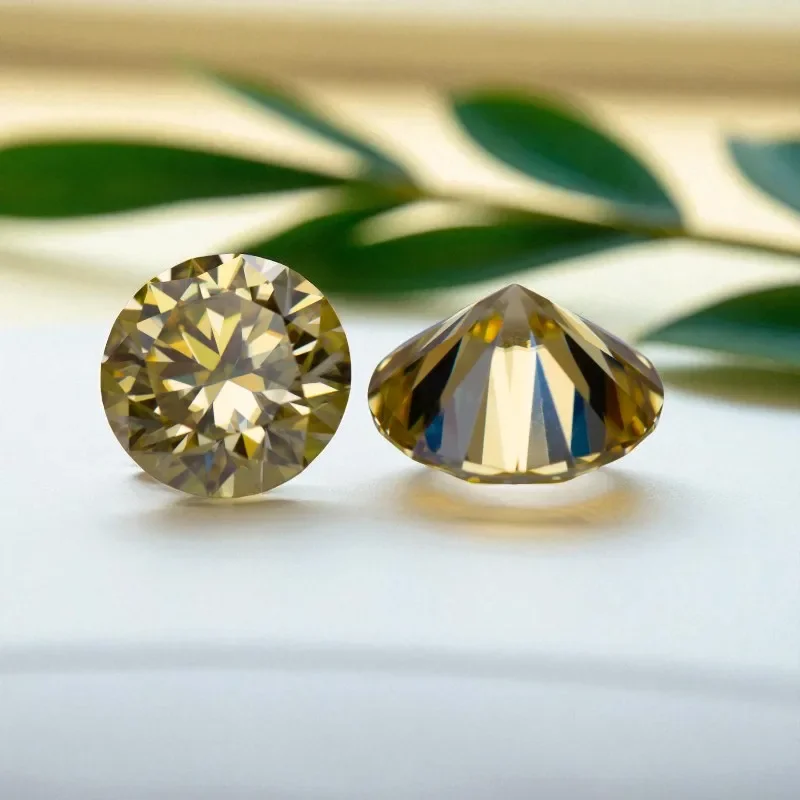 

Moissanite Loose Stone Round Cut Lemon Yellow Gemstone For Jewelry Making Materials With GRA Certificate Pass Diamond Tester