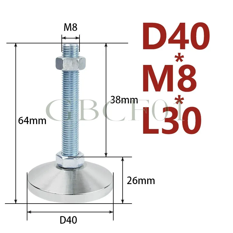 D40 Galvanization Heavy-duty Fixed Balance Feet M8 M10 M12 For Mechanical And Furniture Fixed Adjustment Feet
