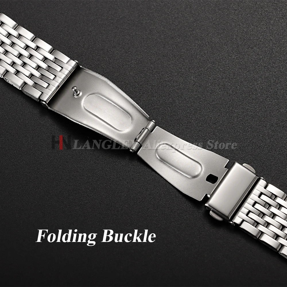 Correa de reloj de acero inoxidable de 18mm, 20mm y 22mm para Omega para reloj Rolex, hebilla plegable, correa pulida para hombres y mujeres, pulseras universales