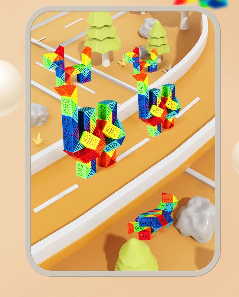 SENGSO Hohler magischer Lineal, 24/36/48/60/72 Segmente, Blöcke, magischer Schlangenwürfel, Zappelspielzeug für Kinder, ein lustiger und unterhaltsamer Puzzlewürfel – Detail 2